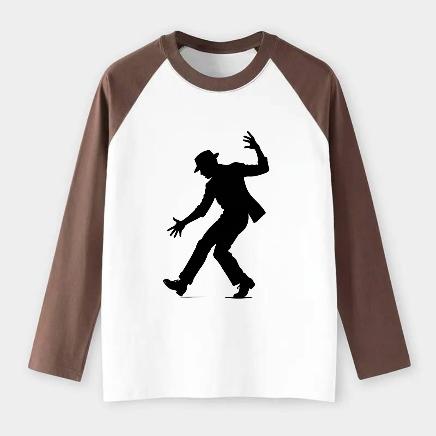 Tap dancer dramatic step - Raglan Long Sleeve T-Shirt - Coffee