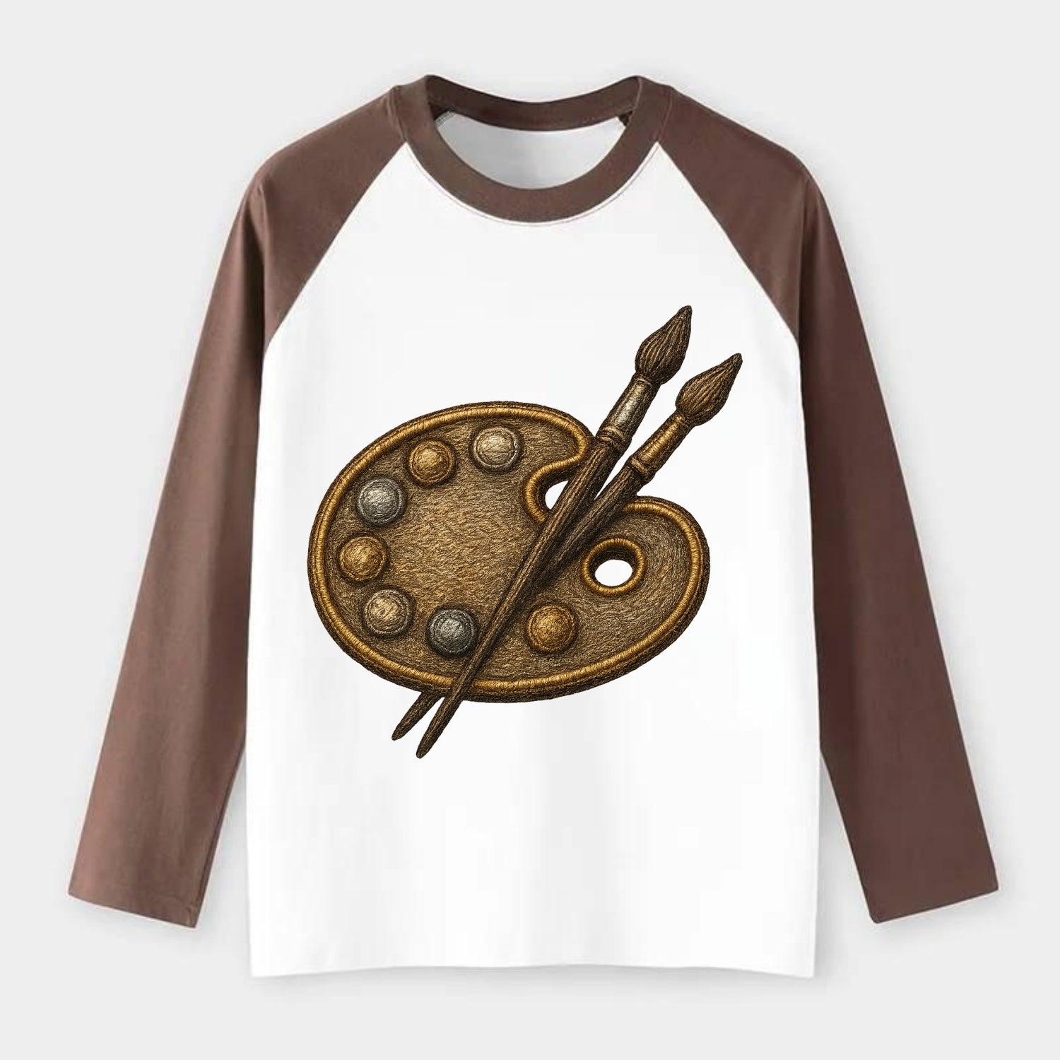 Artist palette with brushes - painter emblem - Raglan Long Sleeve T-Shirt - Coffee