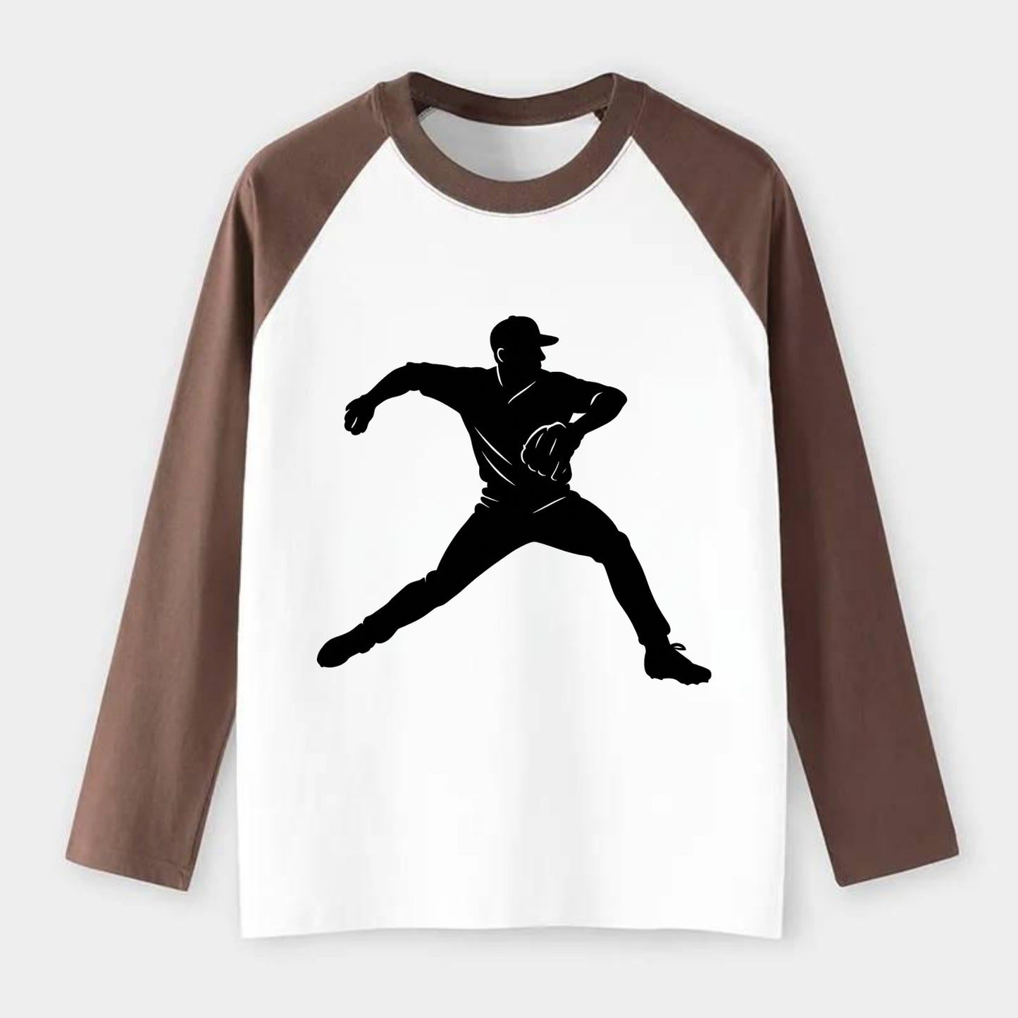 Baseball pitcher wind-up motion - Raglan Long Sleeve T-Shirt - Coffee
