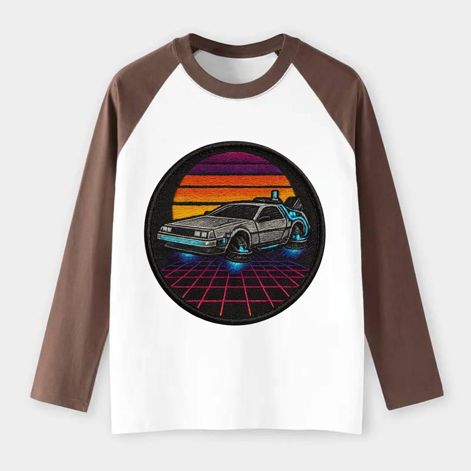 Retro Future - Raglan Long Sleeve T-Shirt - Coffee