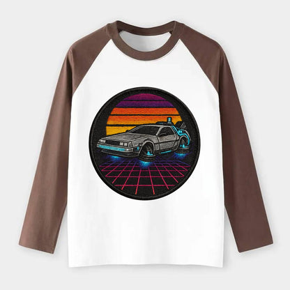 Retro Future - Raglan Long Sleeve T-Shirt - Coffee