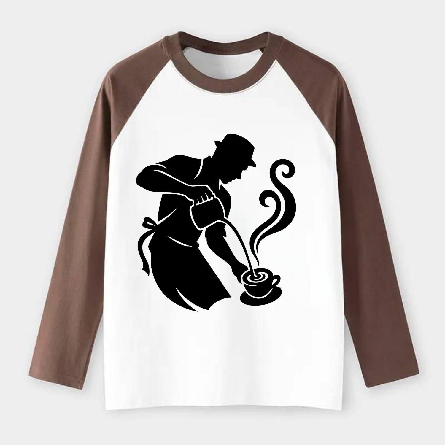 Barista creating latte art - Raglan Long Sleeve T-Shirt - Coffee