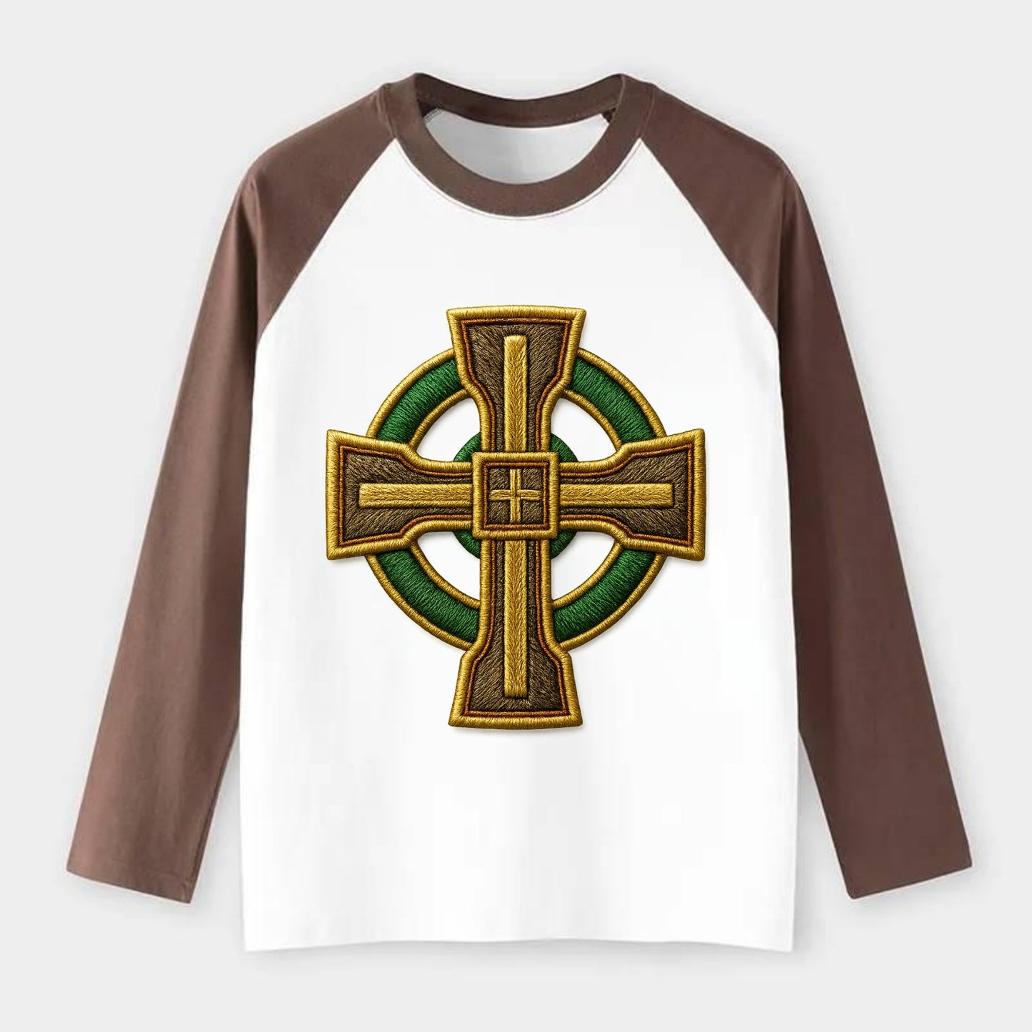 Durrow Cross - Raglan Long Sleeve T-Shirt - Coffee