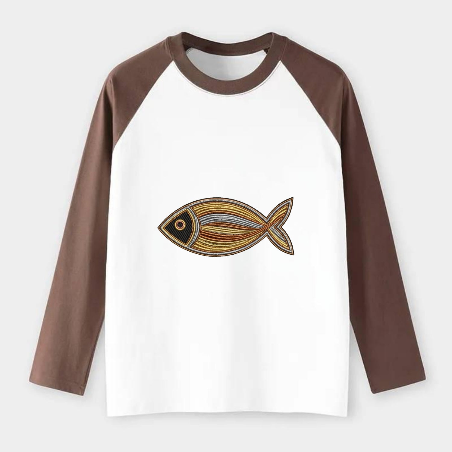 Ichthys - Raglan Long Sleeve T-Shirt - Coffee