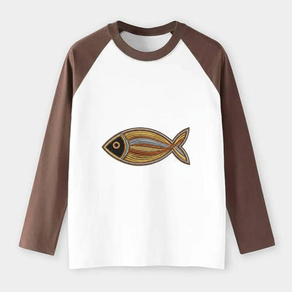 Ichthys - Raglan Long Sleeve T-Shirt - Coffee