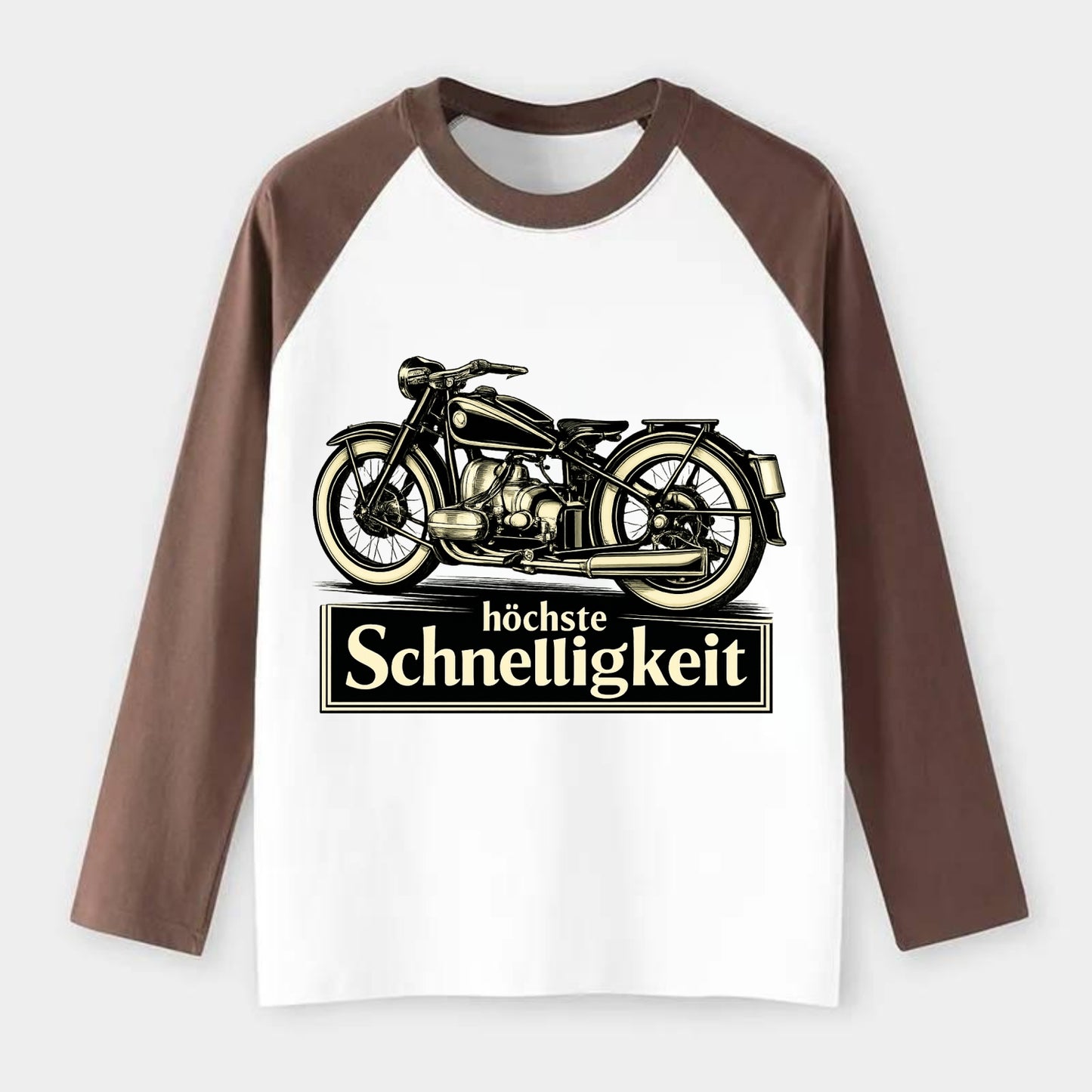 German Speed Motorcycle - Raglan Long Sleeve T-Shirt - Coffee