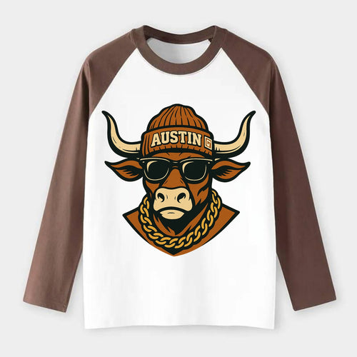 Austin Longhorn - Raglan Long Sleeve T-Shirt