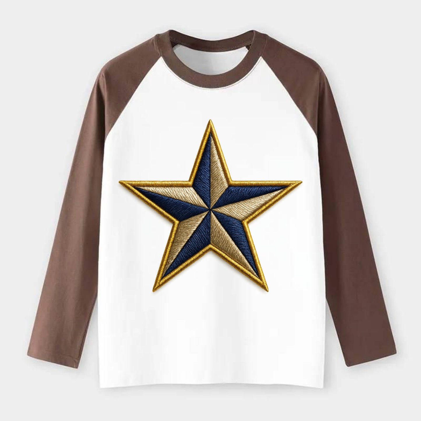 Nautical Star  - Raglan Long Sleeve T-Shirt - Coffee