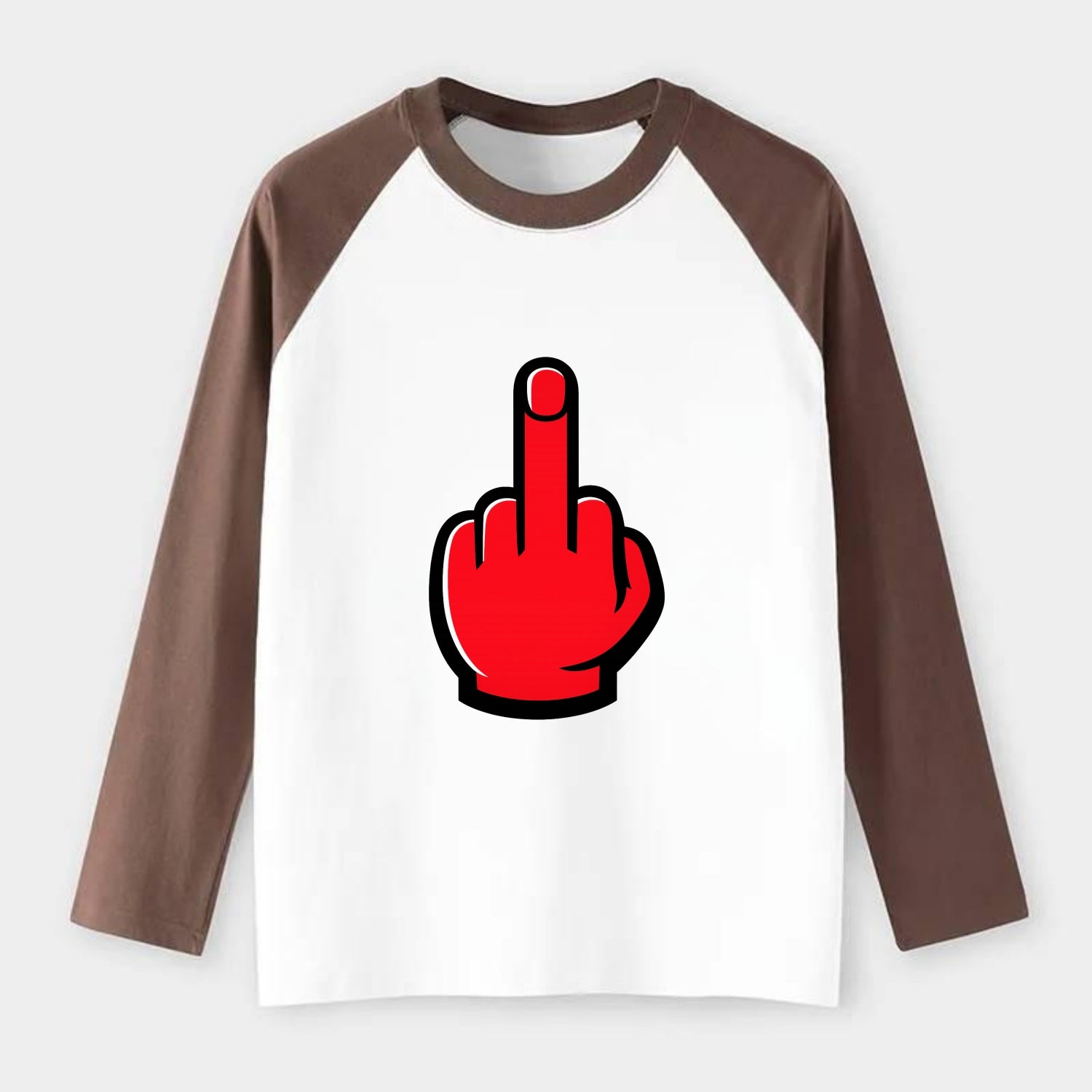 Bold Defiance Icon - Raglan Long Sleeve T-Shirt - Coffee