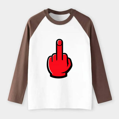 Bold Defiance Icon - Raglan Long Sleeve T-Shirt - Coffee