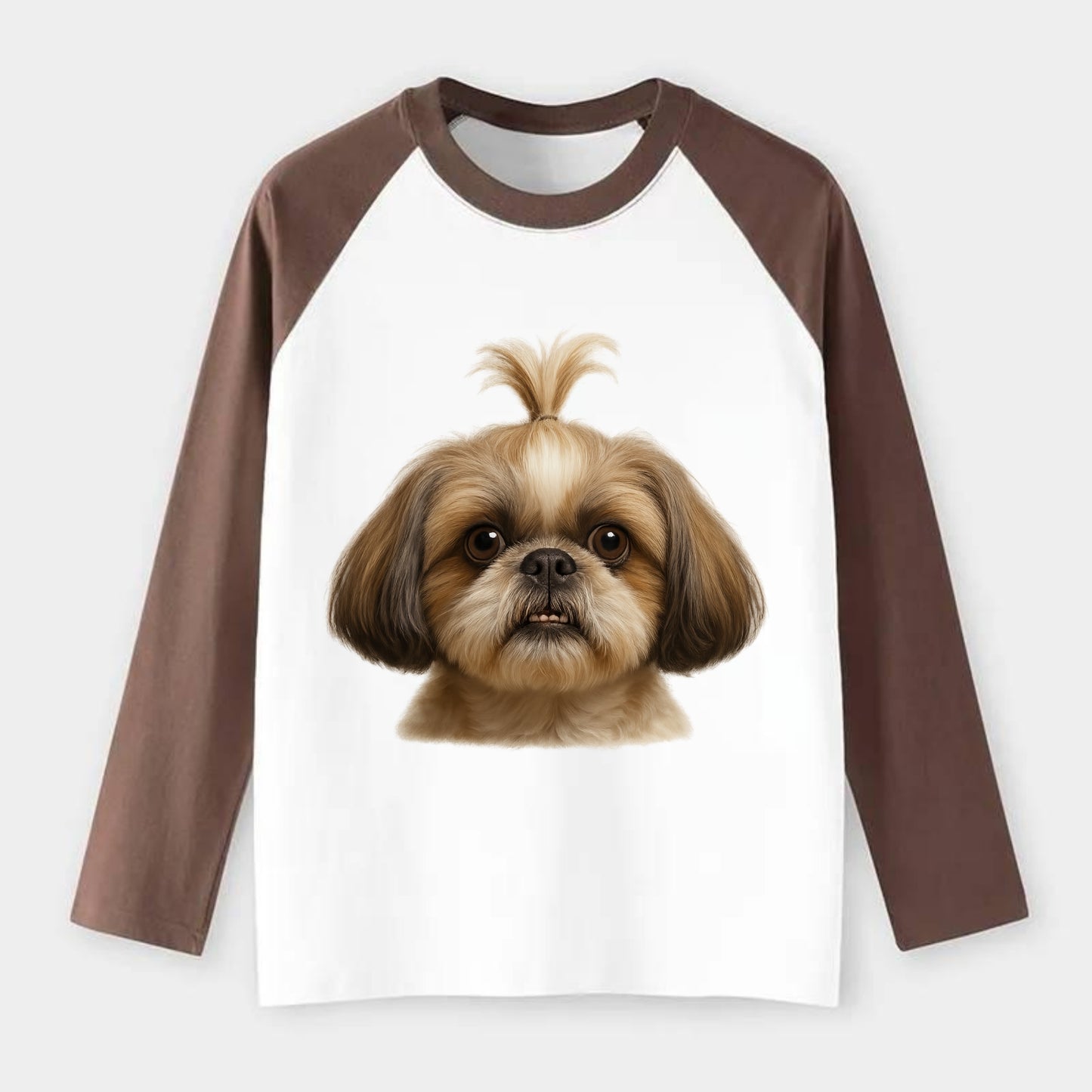 Shih Tzu  - Raglan Long Sleeve T-Shirt - Coffee