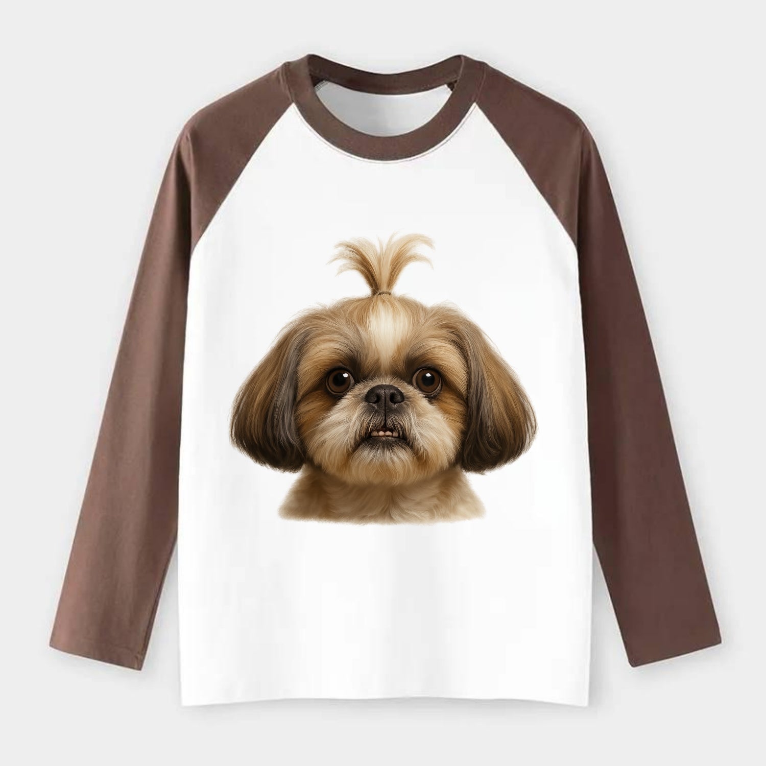 Shih Tzu  - Raglan Long Sleeve T-Shirt - Coffee