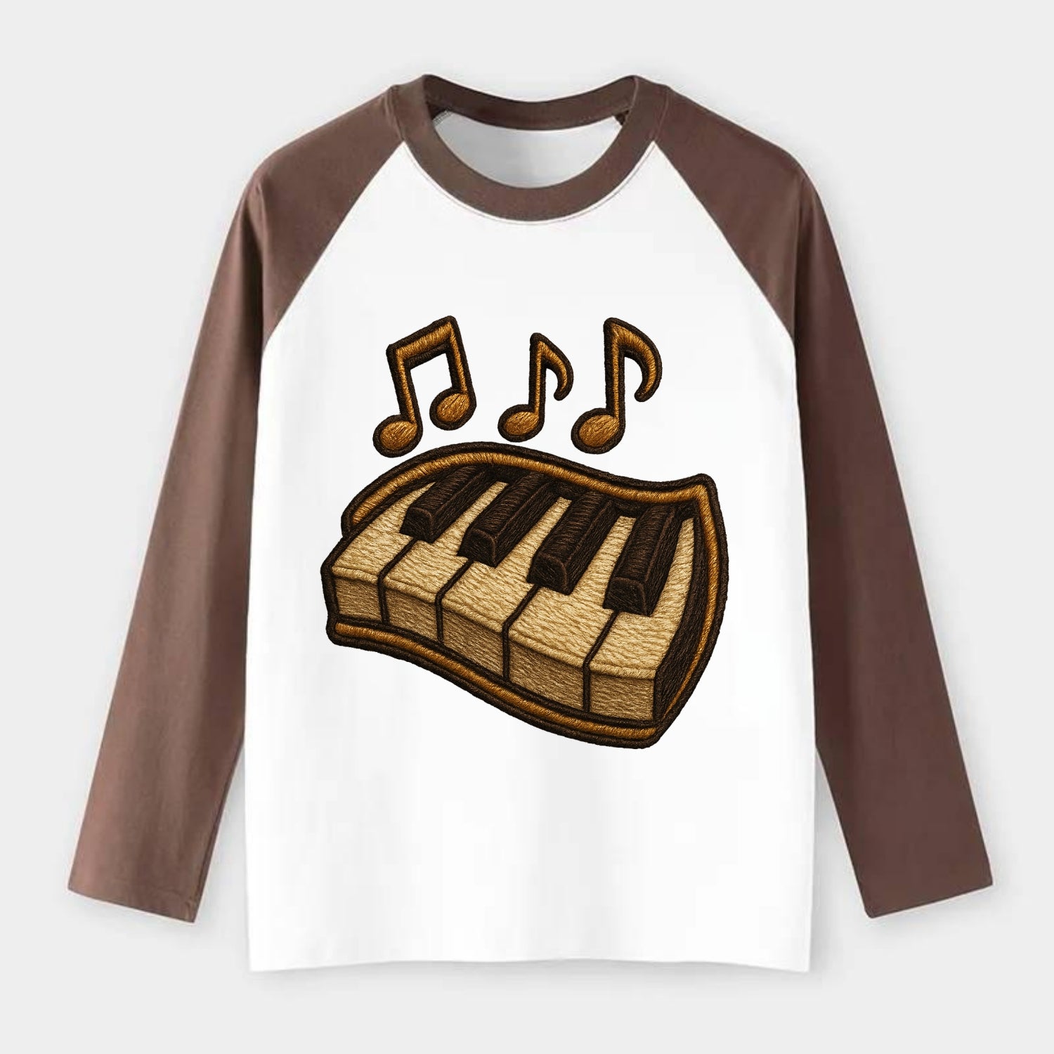 Piano Keys  - Raglan Long Sleeve T-Shirt - Coffee