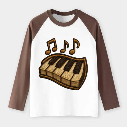 Piano Keys  - Raglan Long Sleeve T-Shirt - Coffee
