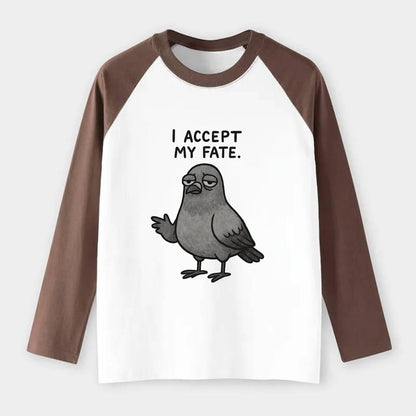 YOU MUST HONOR THE PIGEON | Grey pigeon - Raglan Long Sleeve T-Shirt - Coffee