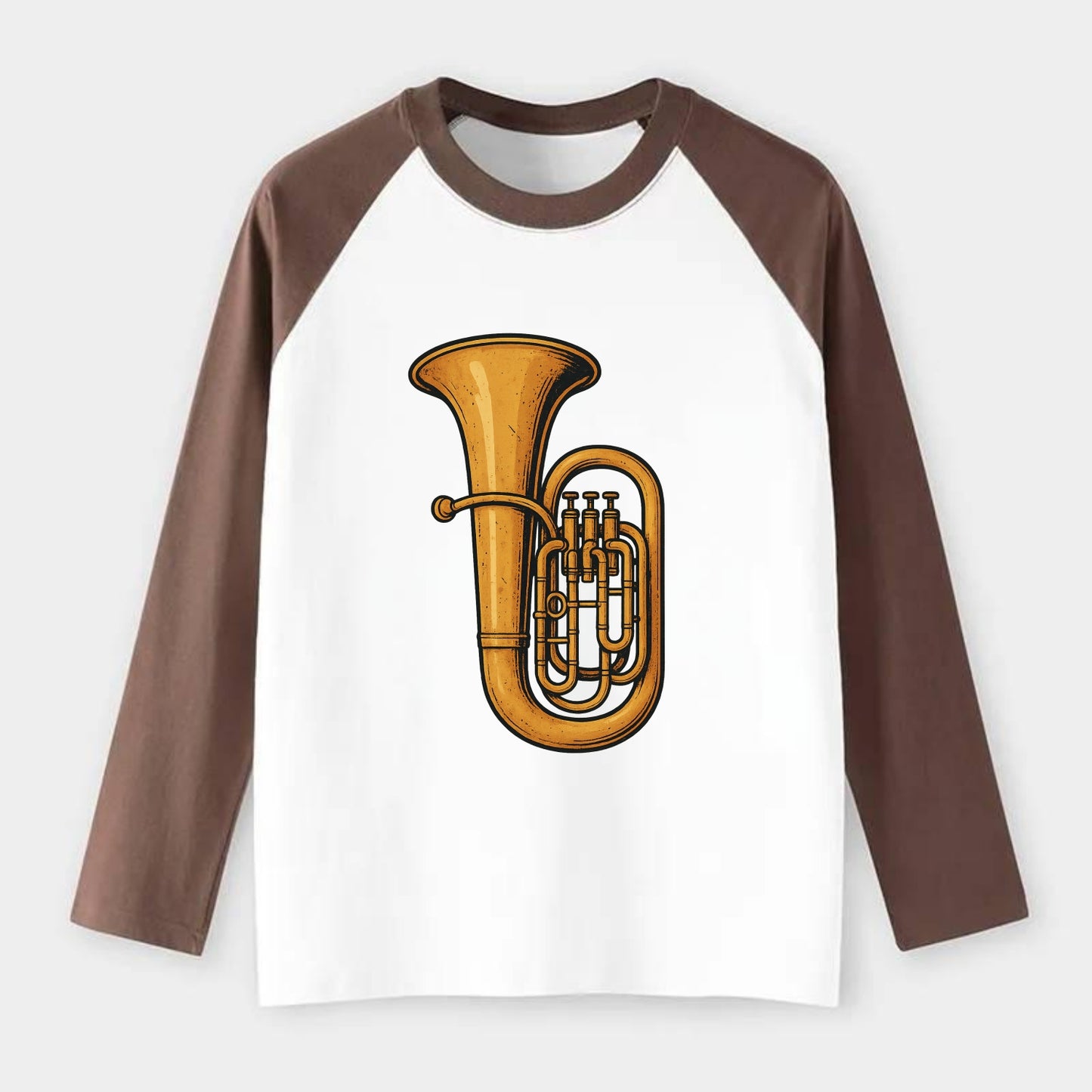 Tuba with large brass bell - Raglan Long Sleeve T-Shirt - Coffee