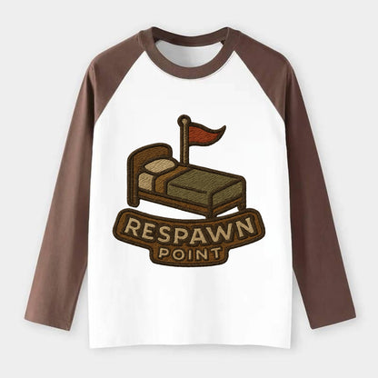 Respawn Point  - Raglan Long Sleeve T-Shirt - Coffee