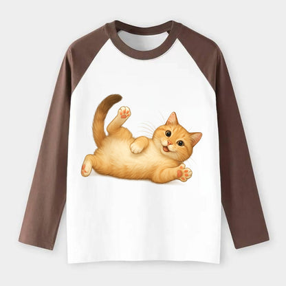 Therapy Cat  - Raglan Long Sleeve T-Shirt - Coffee