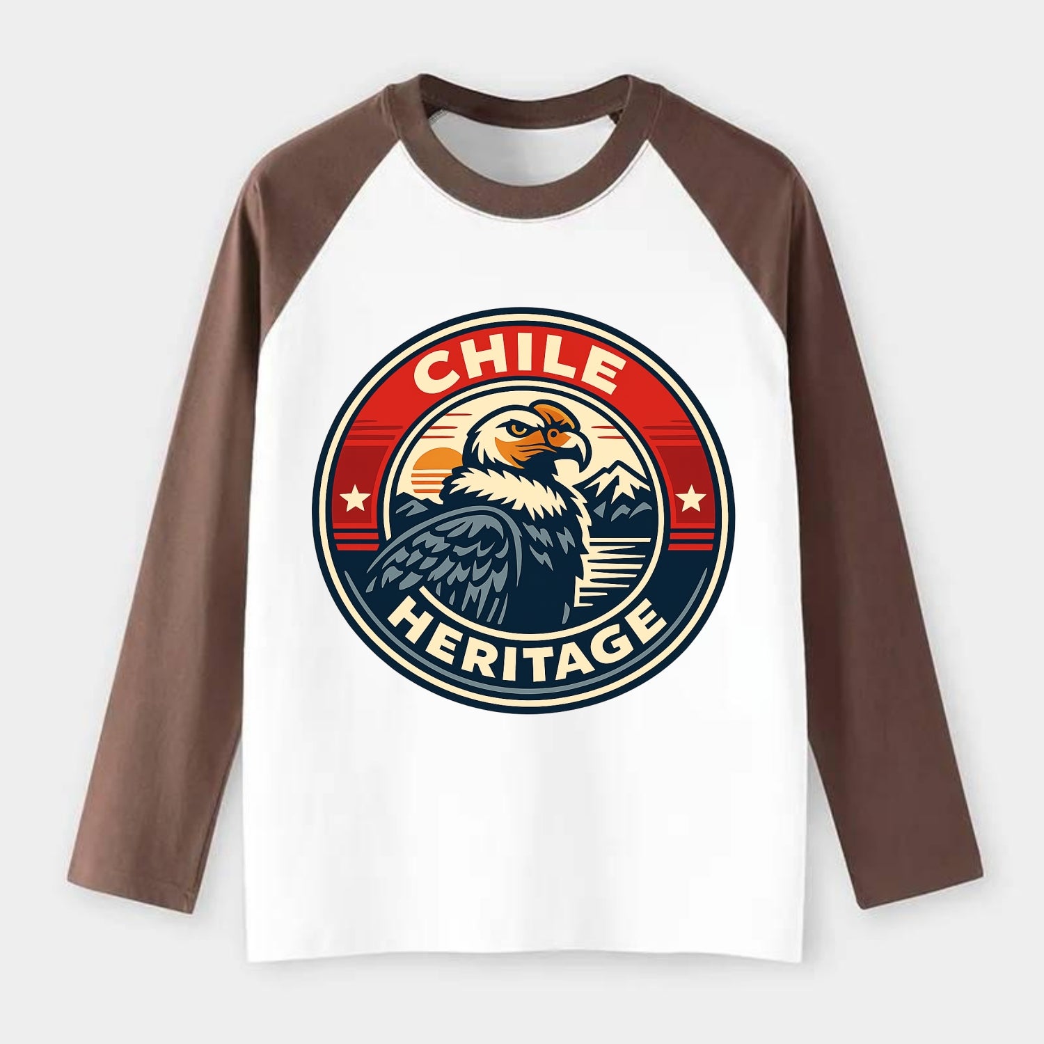 Andean Spirit Emblem - Raglan Long Sleeve T-Shirt - Coffee