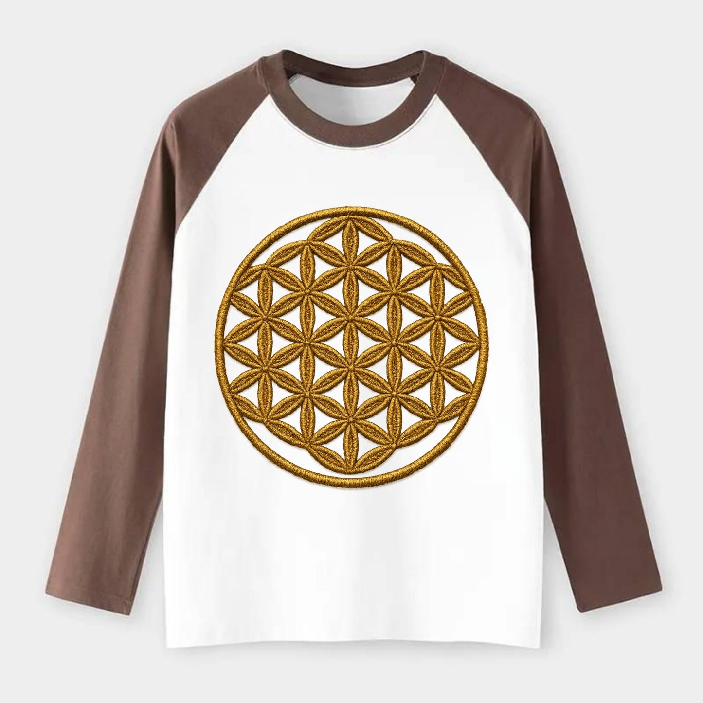 Flower of Life  - Raglan Long Sleeve T-Shirt - Coffee