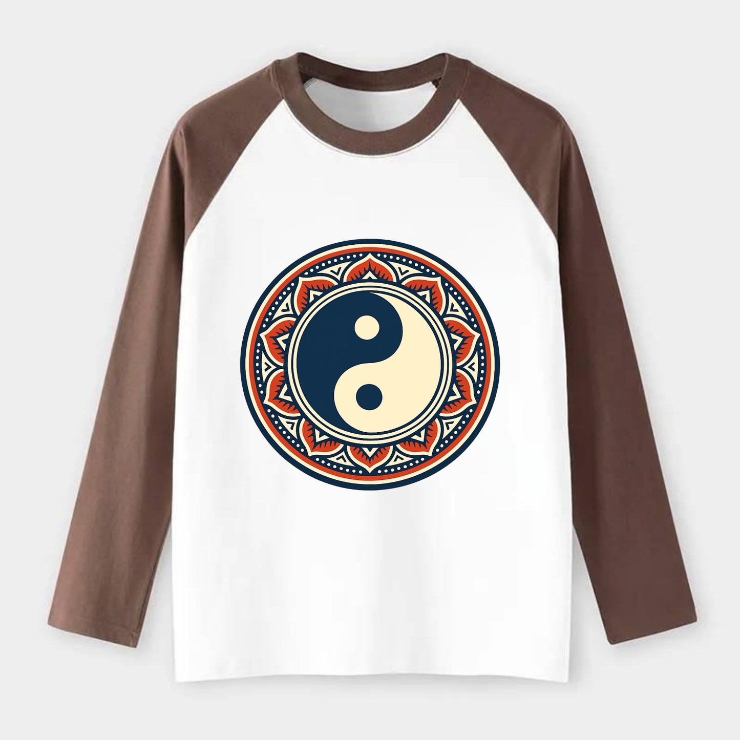 Harmony of Balance - Raglan Long Sleeve T-Shirt - Coffee