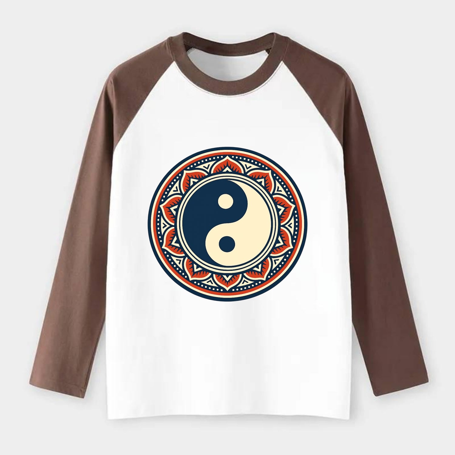 Harmony of Balance - Raglan Long Sleeve T-Shirt - Coffee