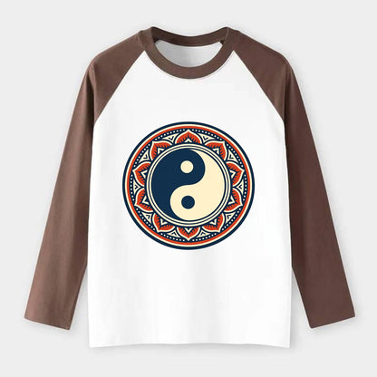 Harmony of Balance - Raglan Long Sleeve T-Shirt - Coffee