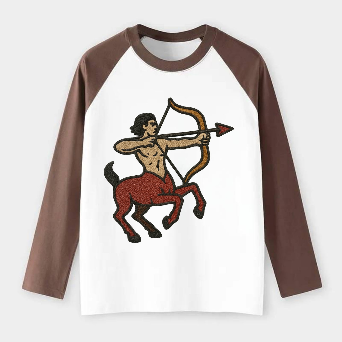 Sagittarius Arrow  - Raglan Long Sleeve T-Shirt - Coffee