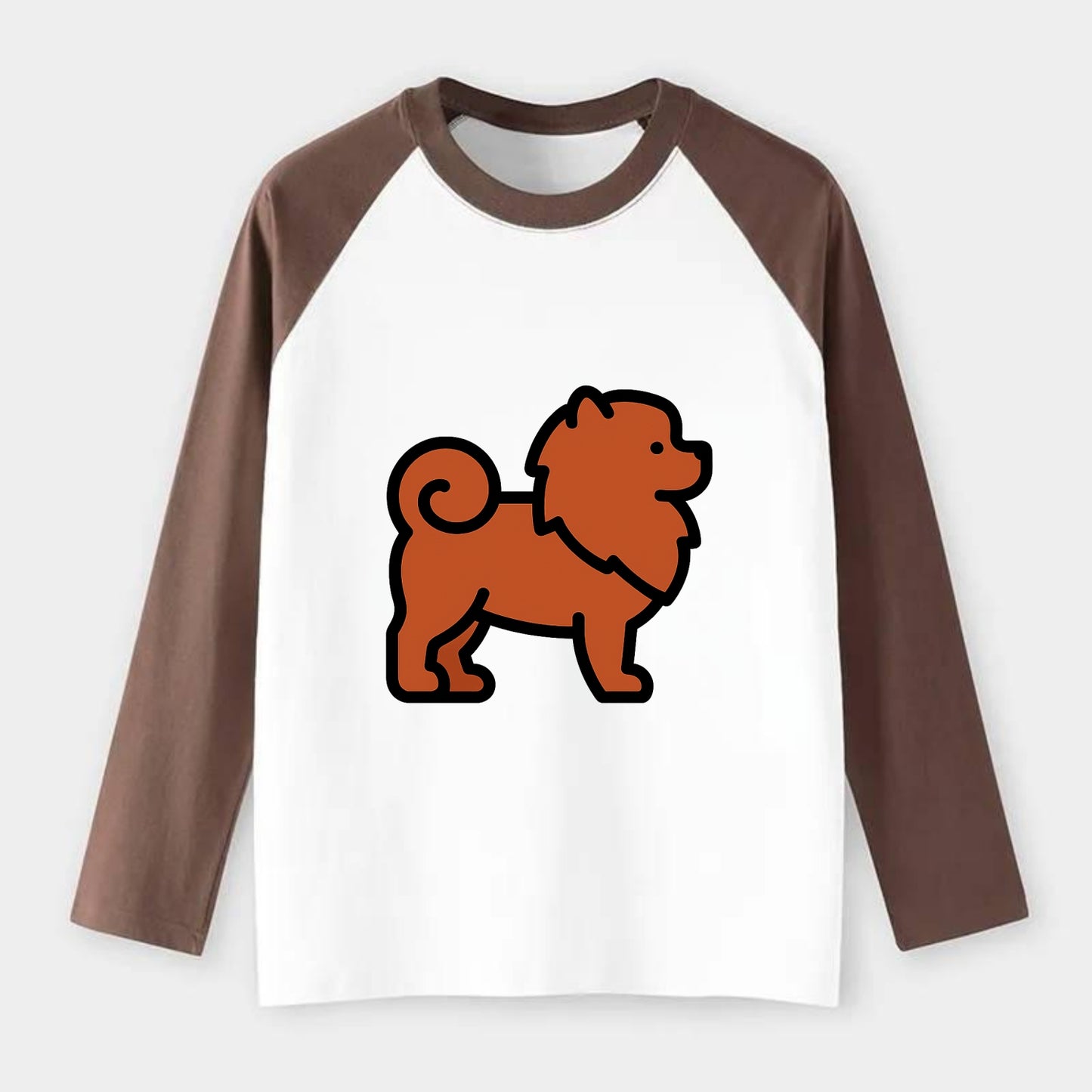 Chow Chow - Red fluffy flat side profile - Raglan Long Sleeve T-Shirt - Coffee