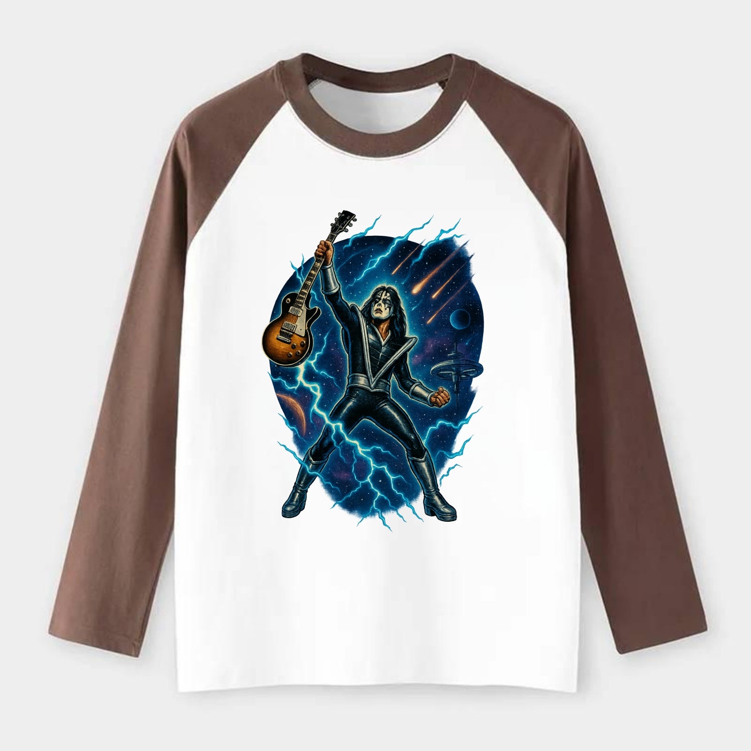 Ace Frehley Cosmic Solo - Raglan Long Sleeve T-Shirt - Coffee