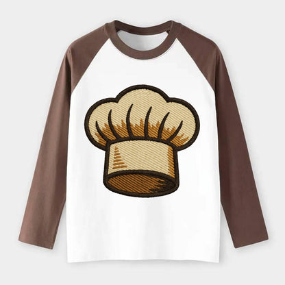 Chef Hat  - Raglan Long Sleeve T-Shirt - Coffee