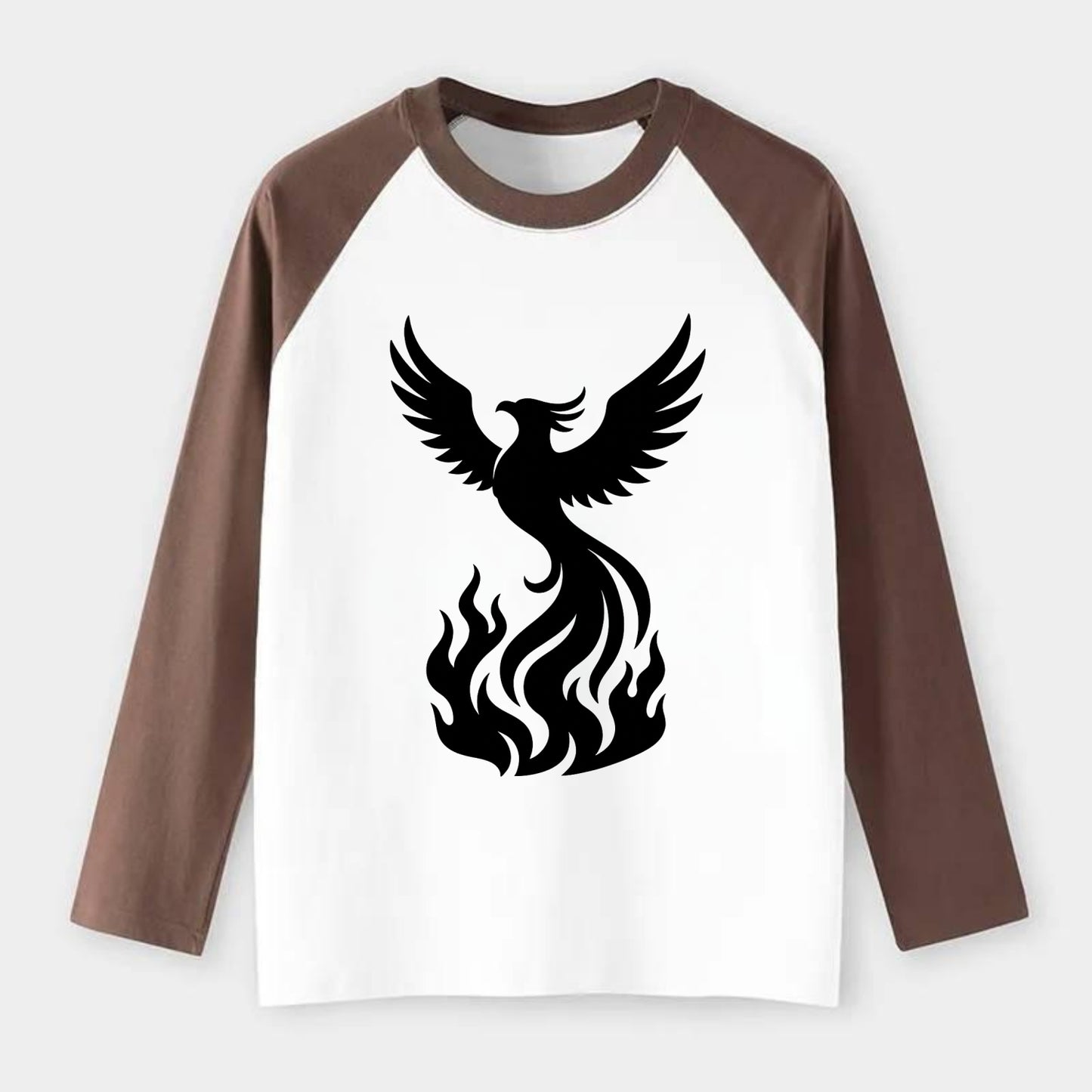 Phoenix rising from flames - Raglan Long Sleeve T-Shirt - Coffee