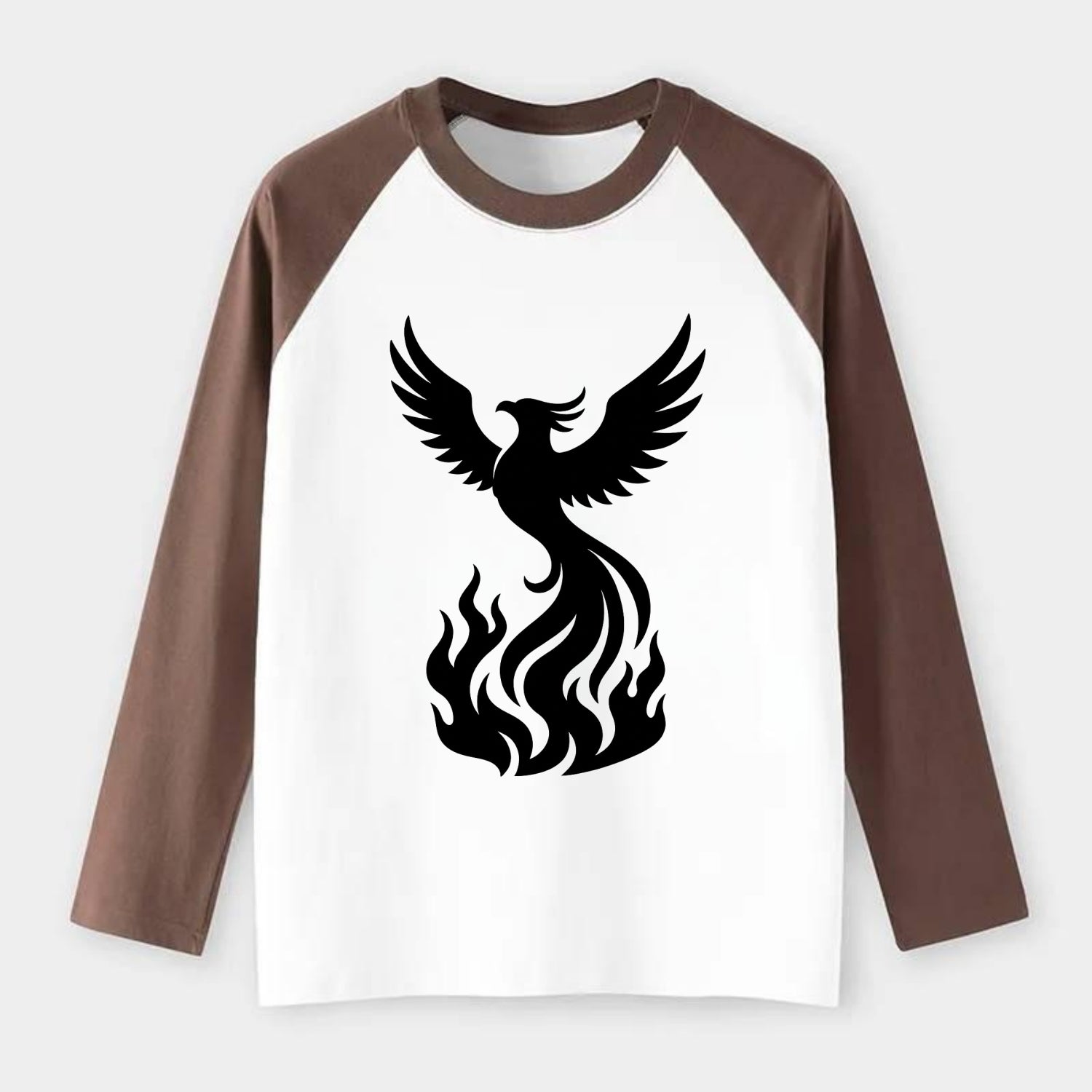 Phoenix rising from flames - Raglan Long Sleeve T-Shirt - Coffee