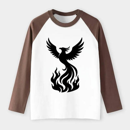 Phoenix rising from flames - Raglan Long Sleeve T-Shirt - Coffee