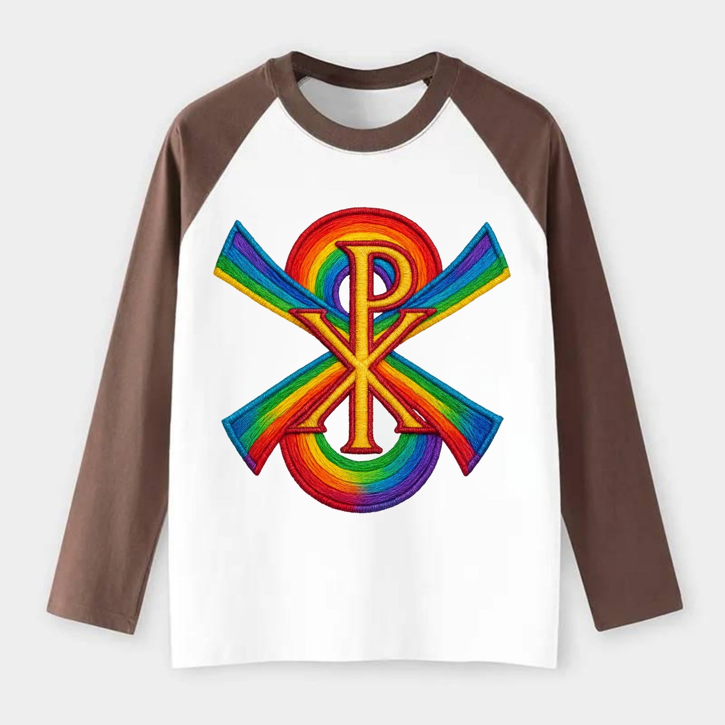 Chi Rho  - Raglan Long Sleeve T-Shirt - Coffee