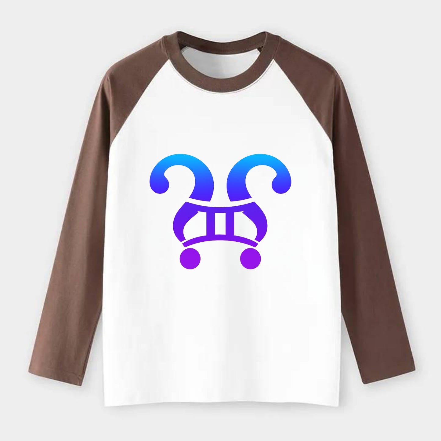 CURIOUS TWINS | Twin question marks | Endless curiosity | Seeking - Raglan Long Sleeve T-Shirt - Coffee