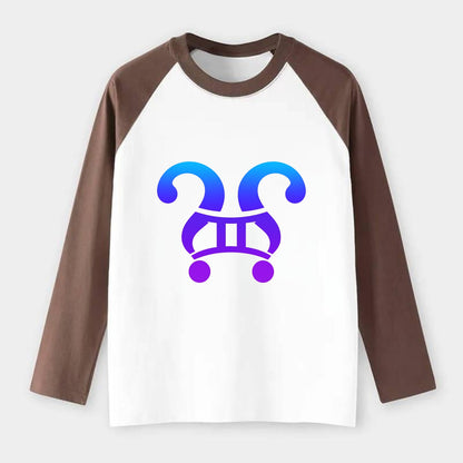 CURIOUS TWINS | Twin question marks | Endless curiosity | Seeking - Raglan Long Sleeve T-Shirt - Coffee