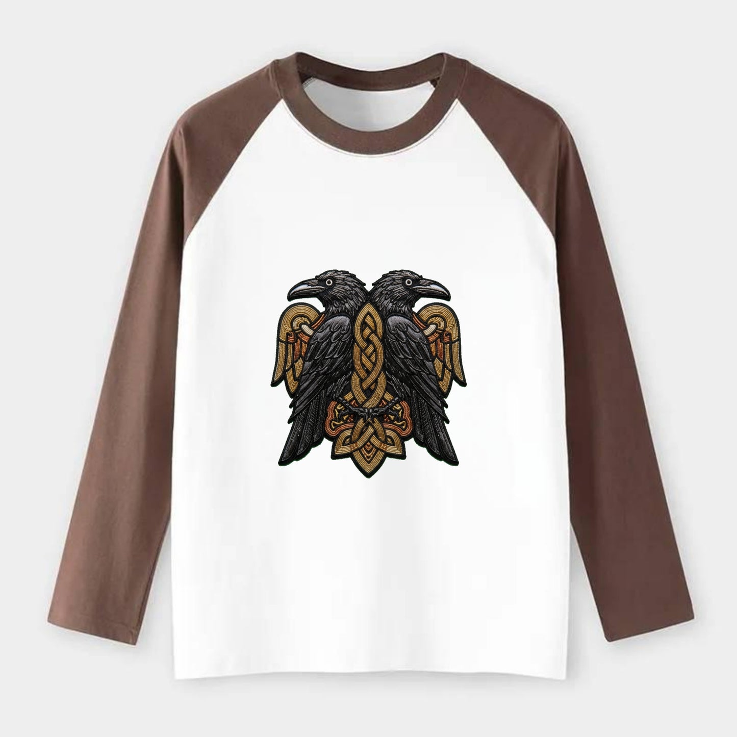 Odin's Ravens - Raglan Long Sleeve T-Shirt - Coffee