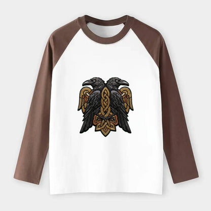 Odin's Ravens - Raglan Long Sleeve T-Shirt - Coffee