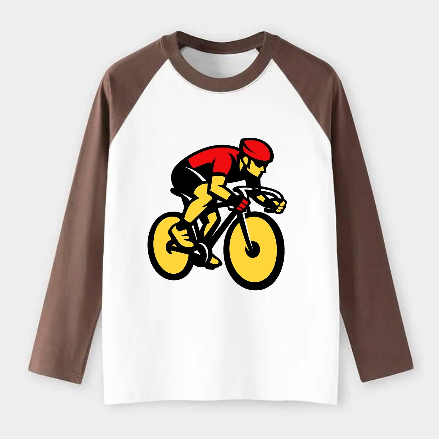 Speed Demon Cyclist - Raglan Long Sleeve T-Shirt - Coffee