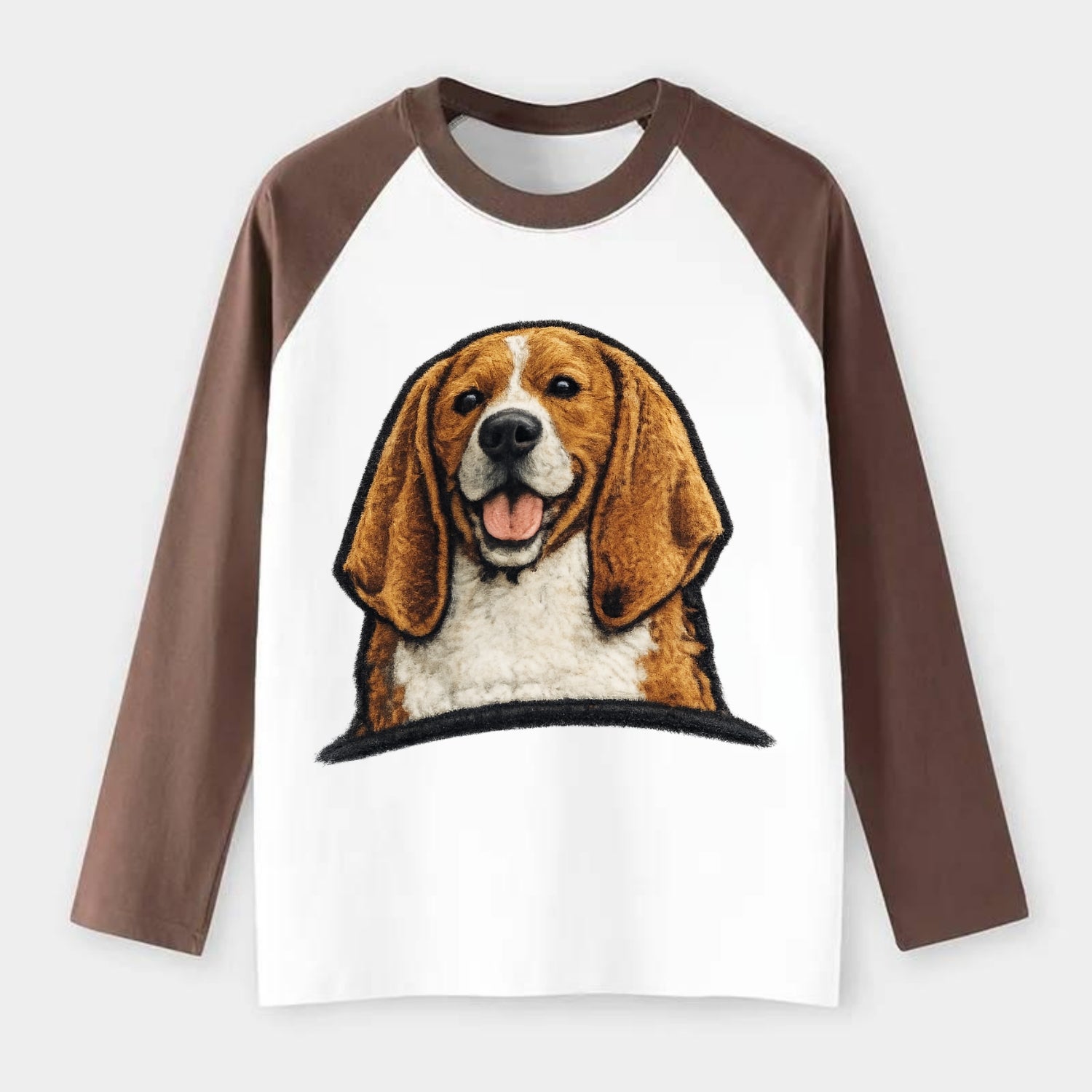 Buddy Beagle - Raglan Long Sleeve T-Shirt - Coffee