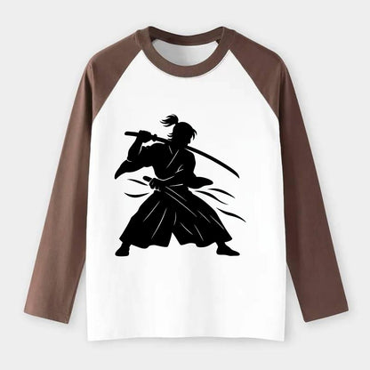 Japanese samurai sword draw - Raglan Long Sleeve T-Shirt - Coffee