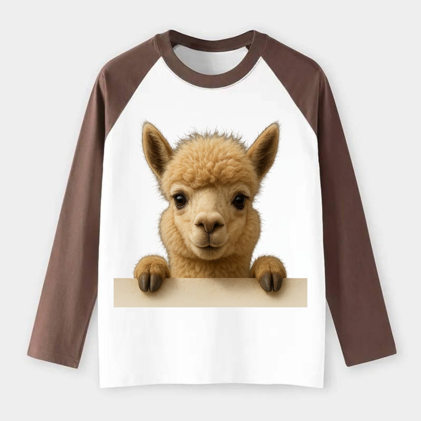 Alpaca  - Raglan Long Sleeve T-Shirt - Coffee