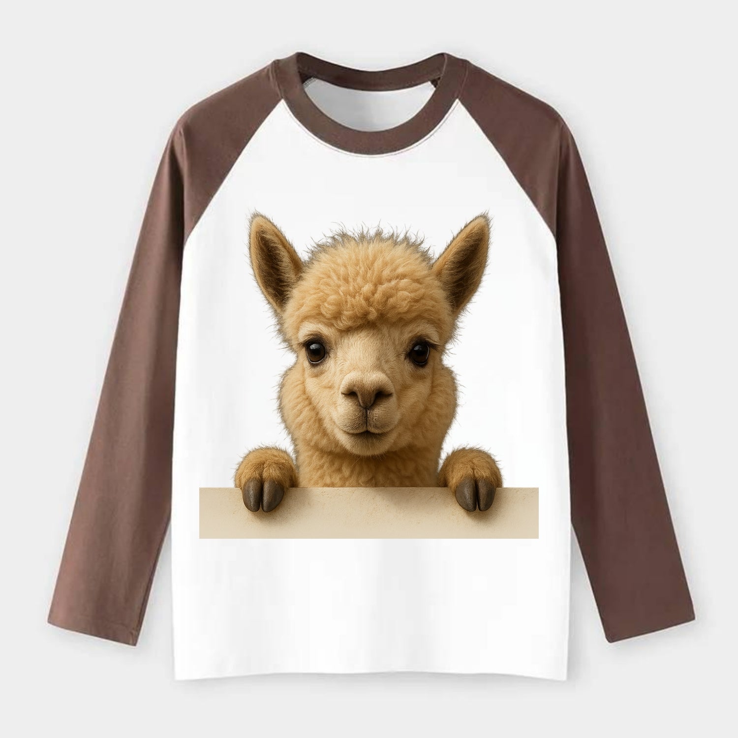 Alpaca  - Raglan Long Sleeve T-Shirt - Coffee
