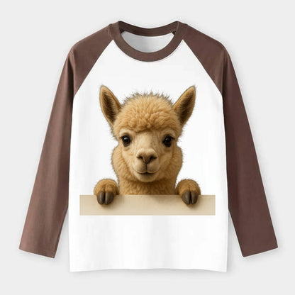 Alpaca  - Raglan Long Sleeve T-Shirt - Coffee