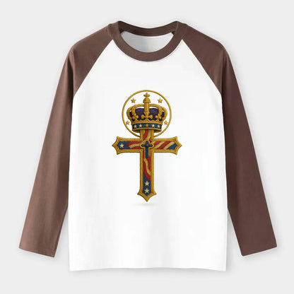 Cross and Crown  - Raglan Long Sleeve T-Shirt - Coffee