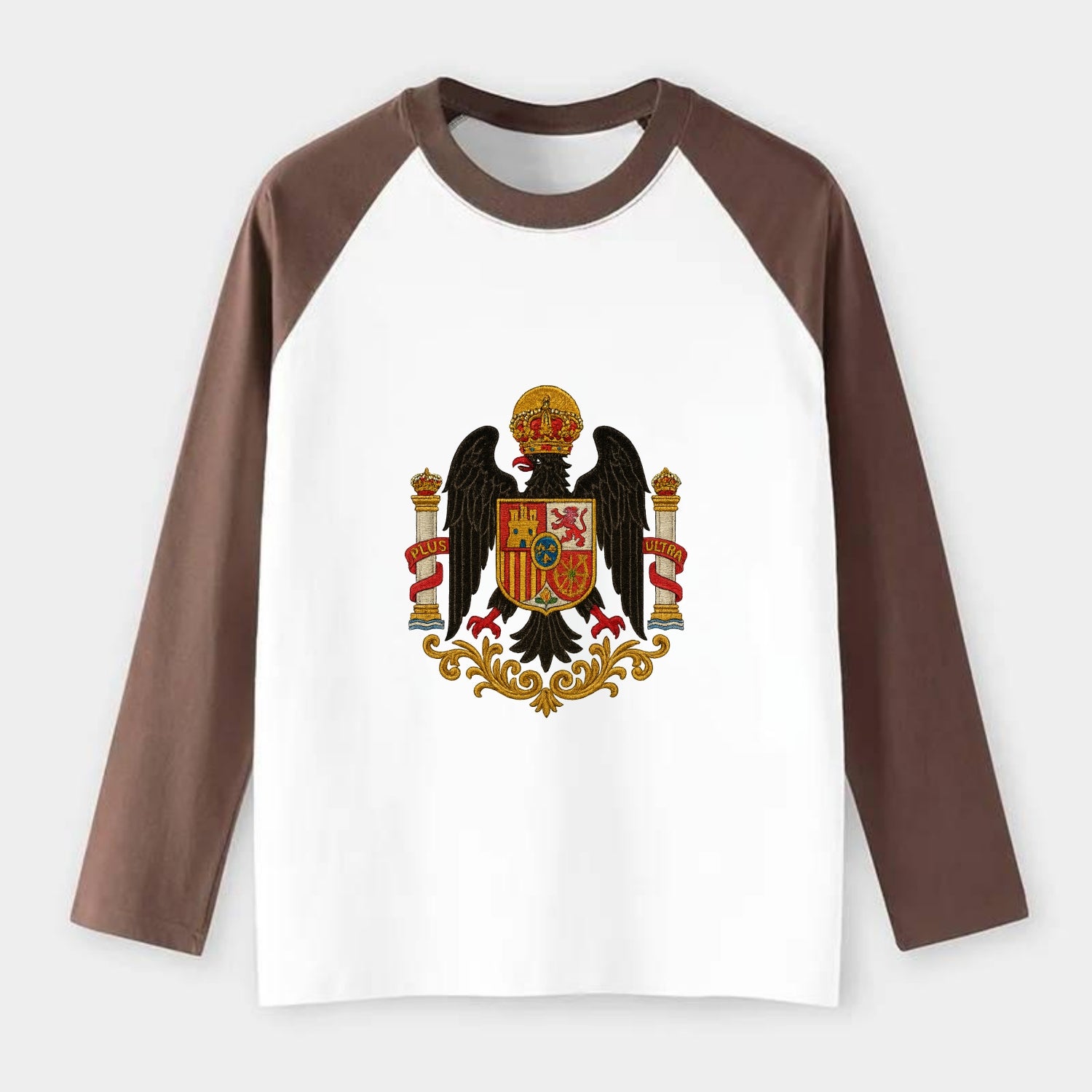Imperial Eagle Of Spain Crest - Raglan Long Sleeve T-Shirt - Coffee