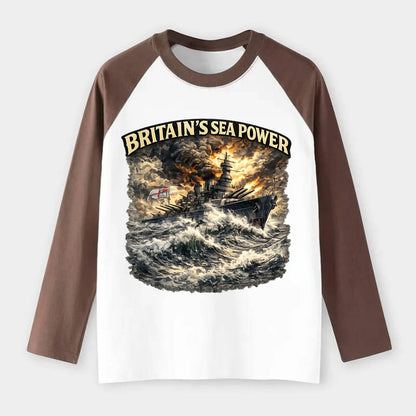 Britain's Sea Power - Raglan Long Sleeve T-Shirt - Coffee