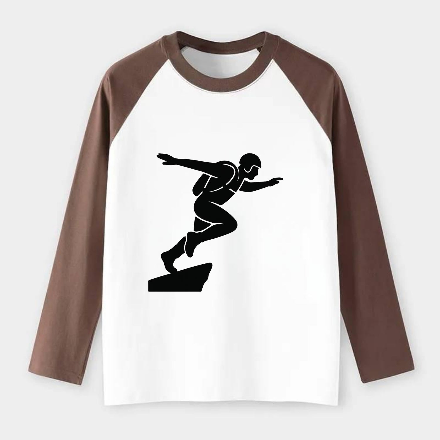 Base jumper launching off - Raglan Long Sleeve T-Shirt - Coffee