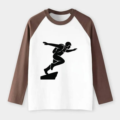 Base jumper launching off - Raglan Long Sleeve T-Shirt - Coffee